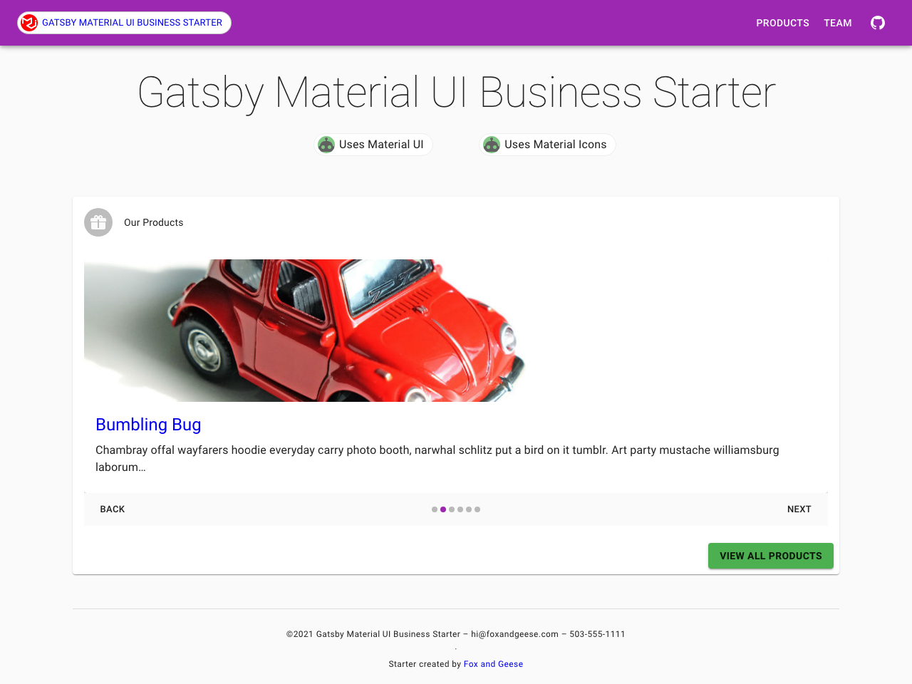 Material UI Business screenshot