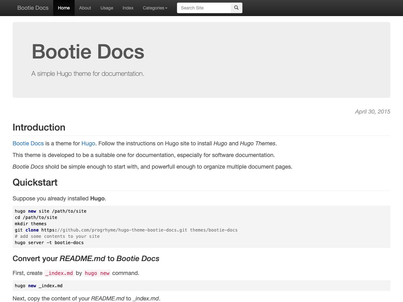 Bootie Docs screenshot